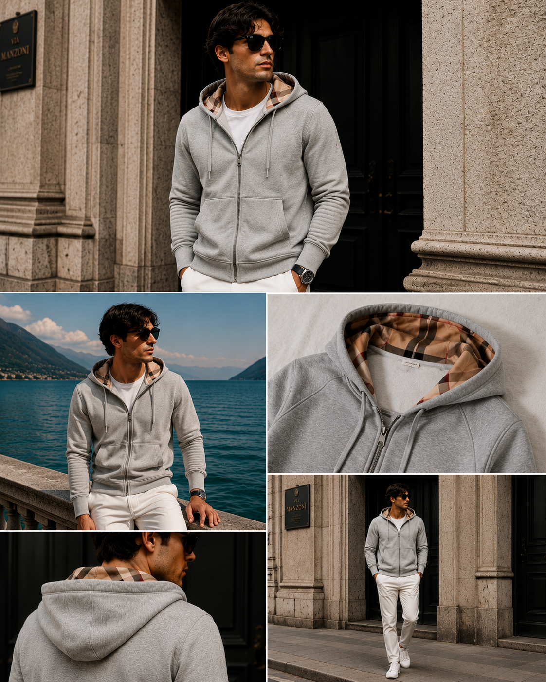 Checked Zip Hoodie