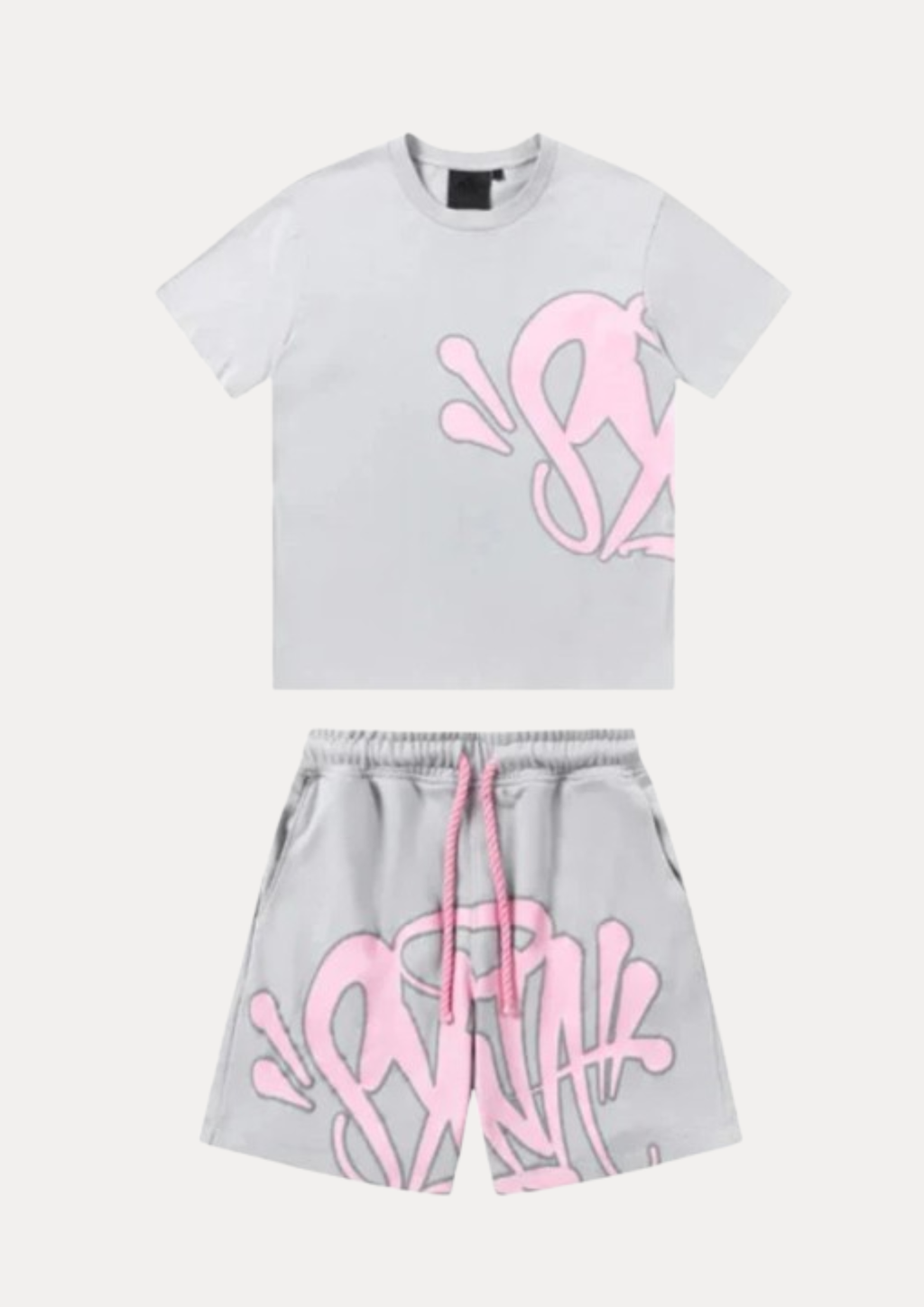 GRAFFITI SHORT SET GREY/PINK