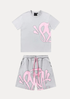 GRAFFITI SHORT SET GREY/PINK