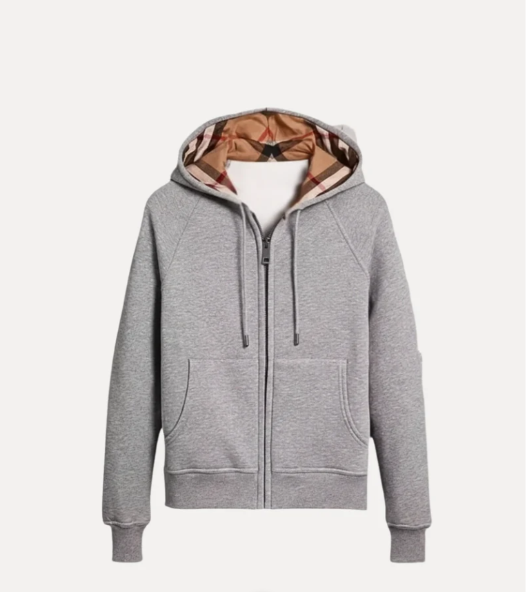 Checked Zip Hoodie