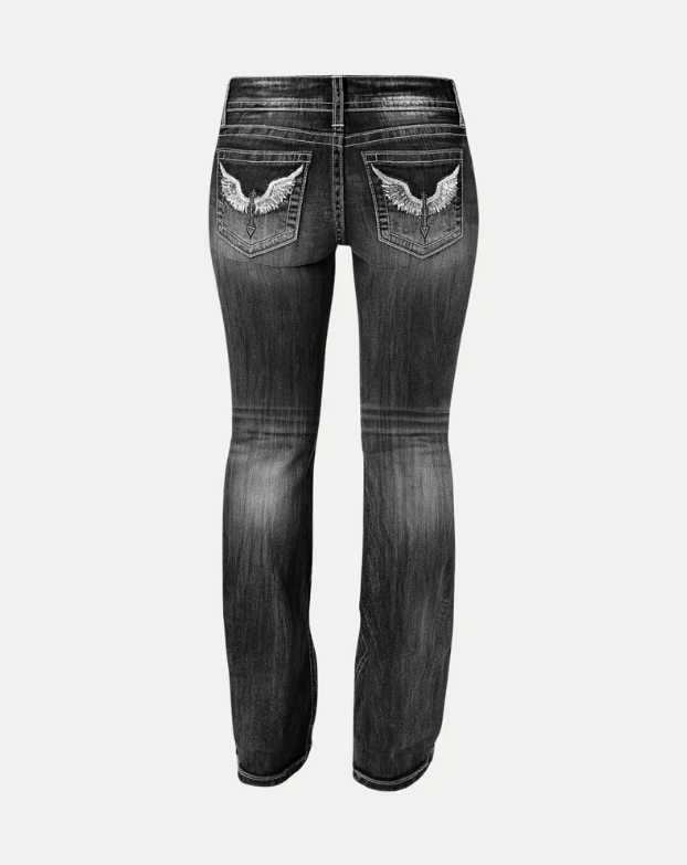 SKY FLARED JEANS SCHWARZ/GRAU