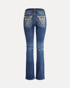 BESTICKTE FLARE-JEANS