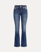 BESTICKTE FLARE-JEANS