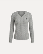 CABLE KNIT V-NECK SWEATER