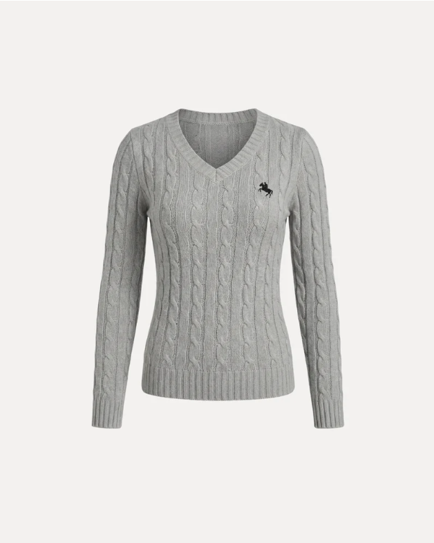 CABLE KNIT V-NECK SWEATER