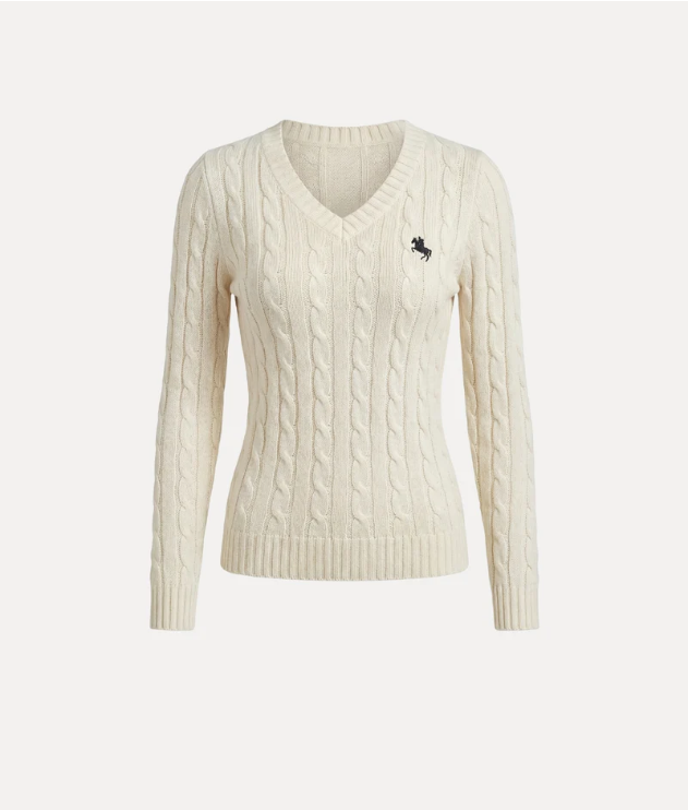 CABLE KNIT V-NECK SWEATER