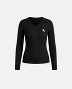 CABLE KNIT V-NECK SWEATER