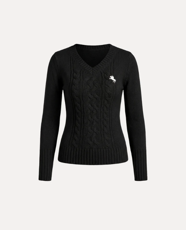 CABLE KNIT V-NECK SWEATER