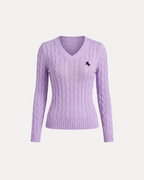 CABLE KNIT V-NECK SWEATER