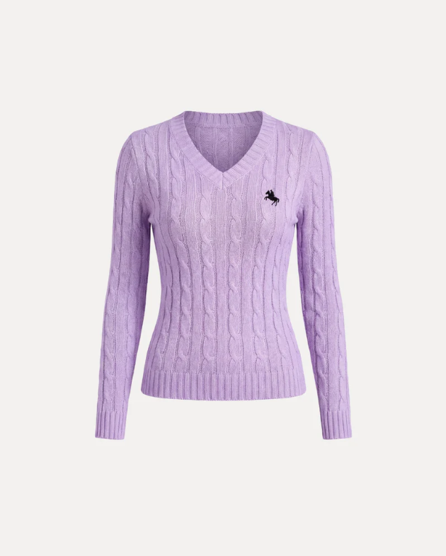 CABLE KNIT V-NECK SWEATER