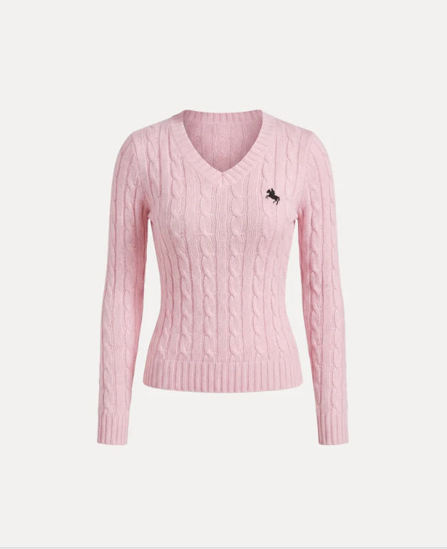 CABLE KNIT V-NECK SWEATER