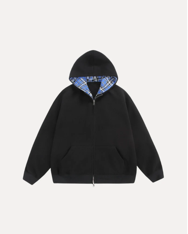 CHEQUERED ZIP HOODIE