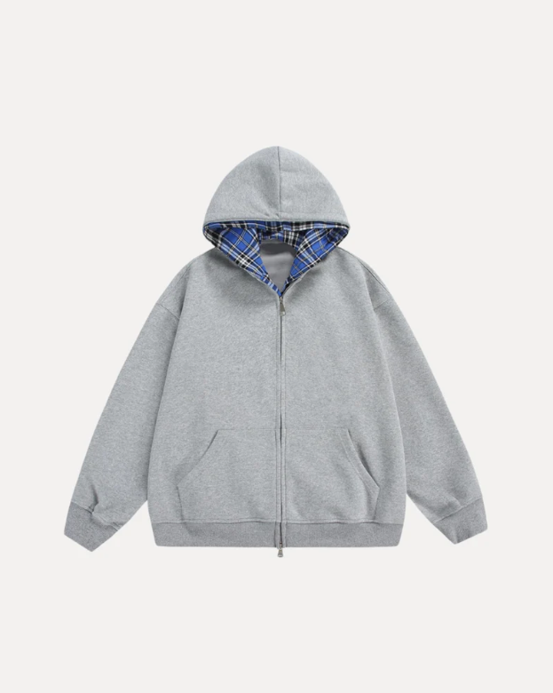CHEQUERED ZIP HOODIE