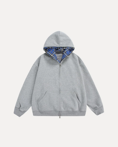 CHEQUERED ZIP HOODIE